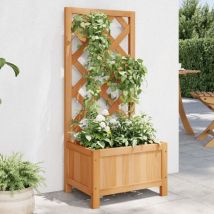 Jardinière, Bac à fleurs, Pot de fleurs avec treillis marron bois massif de sapin CON9329 design in