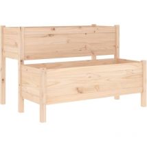 Helloshop26 - Jardinière bac lit surélevé plantes fleurs terrasse jardin 110 x 84 x 75 cm bois massif de pin marron
