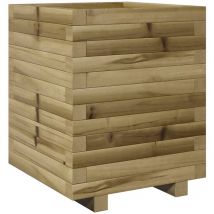Jardinière bac lit surélevé plantes fleurs terrasse jardin 40 x 40 x 49,5 cm bois de pin imprégné marron