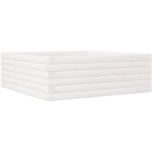 Helloshop26 - Jardinière bac lit surélevé plantes fleurs terrasse jardin 70 x 70 x 23 cm bois de pin massif blanc