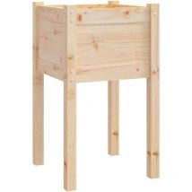 Jardinière bac lit surélevé plantes fleurs terrasse jardin d'extérieur 40 x 40 x 70 cm bois de pin massif marron