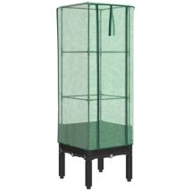 Jardinière bac lit surélevé plantes fleurs terrasse jardin surélevée avec housse aspect rotin 40 x 40 x 140 cm noir