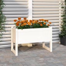Lafomukea - Jardinière Blanc 78x40x52 cm Bois massif de pin