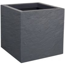 Jardinière carrée Volcania Up effet pierre 21 l Gris Galet EDA