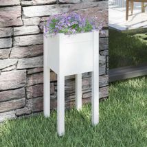 Lafomukea - Jardinière d'extérieur Blanc 31x31x70 cm Bois de pin massif