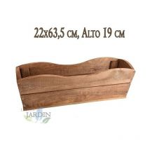 Suinga - Jardinière en bois de chêne pour jardin et terrasse 22x63 cm, hauteur 19 cm