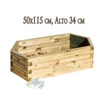 Jardinière en bois pour jardin et terrasse 50x115 cm, hauteur 34 cm