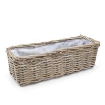 Spetebo - Jardinière en rotin carré doublée de papier d'aluminium - environ 60 x 22 cm - pot de fleurs en saule (grand / carré)
