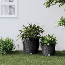 Lafomukea - Jardinière et intérieur amovible anthracite 35 /37,5 l rotin pp