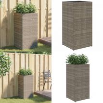 Jardinière gris 40x40x80 cm résine tressée - Jardinieres Exterieures - Pot De Fleurs Extérieur - Résine Tressée - Jardinière Design - Decoration
