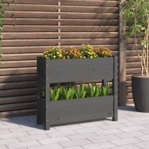 Lafomukea - Jardinière Gris 77x25x66 cm Bois massif de pin