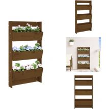Jardinière murale 3 niveaux 60x18,5x110 cm brun miel pin massif - Jardin Mural - Jardinière Suspendue - Jardinière Verticale - Décoration Murale