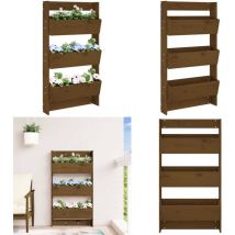 Jardinière murale 3 niveaux 60x18,5x110 cm brun miel pin massif - Jardin Mural - Jardinière Suspendue - Jardinière Verticale - Décoration Murale