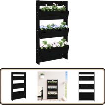 Jardinière murale 3 niveaux 60x18,5x110 cm noir bois pin massif - Jardin Mural - Jardinière Murale - Jardinière Suspendue - Pot De Fleurs Extérieur