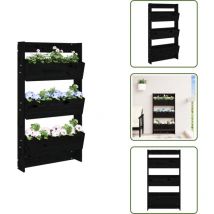 Jardinière murale 3 niveaux 60x18,5x110 cm noir bois pin massif - Jardin Mural - Jardinière Murale - Jardinière Suspendue - Pot De Fleurs Extérieur