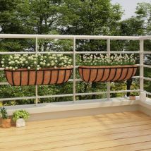Jardinière murales, Bac à fleurs, pot de fleurs 2 pcs en coco noir 61x19x16 cm acier -asaf98920 Maison Chic