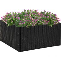 Jardinière Noir 80x80x40 cm Résine tressée