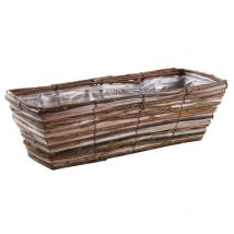 Jardinière osier brut et bois