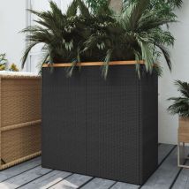 Le Poisson Qui Jardine - Jardinière Polyrotin Noir 80 x 40 x 80 cm. Aspect Résine tressée, Très tendance. Jardin, Patio, Balcon - Noir