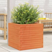 Design In - Jardinière Pot de Fleurs cire marron 50x50x46 cm bois de pin massif CFW38325