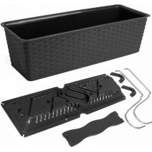 Bac à fleurs Jardinière Ratolla 49/39cm 12/6L Système d'auto-arrosage jardin Balcon Maison intérieur Crochets inclus Pot de fleur 49 cm - Anthracite