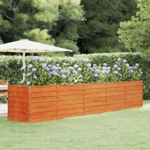 Jardinière Relief Acier Corten 400 x 80 x 77 cm. Aspect Rouille, Très tendance. Jardin, Patio, Balcon - Rouille