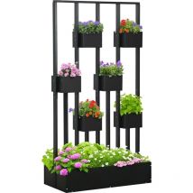 Outsunny - Jardinière surélevée avec treillis - dim. 90L x 45l x 170H cm - bois de sapin noir