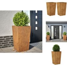 Jardinières 2 pcs 45x45x75 cm acier résistant aux intempéries - Jardinière - Jardinières - Jardinière En Métal - Jardinière En Acier