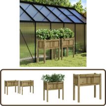 Jardinières 2 pcs avec pieds bois de pin imprégné - Jardiniere Bois - Jardinerie - Pots De Fleurs Exterieur - Decoration Jardin - Planter Bois