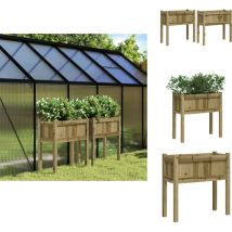 Jardinières 2 pcs avec pieds bois de pin imprégné - Jardiniere Bois - Jardinerie - Pots De Fleurs Exterieur - Decoration Jardin - Planter Bois
