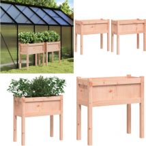 Jardinières 2 pcs avec pieds bois massif douglas - Jardinières En Bois - Jardinière Extérieure - Pot De Fleurs Extérieur - Décoration Jardin - Balcon