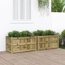 Jardinières 2 pcs, Bac à fleurs, Pot de fleurs bois de pin imprégné CON3884 design in
