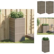 Jardinières 2 pcs gris 40x40x80 cm résine tressée - Jardinière - Jardinières - Jardinière D'extérieur - Jardinière De Terrasse