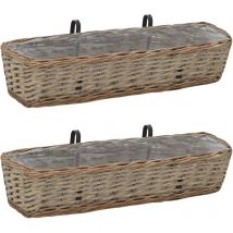 Longziming - skm Jardinières de balcon 2 pcs Osier avec doublure de pe 80 cm
