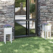 Kalisse - inlife Jardinières d'extérieur 2 pcs Blanc 31x31x70 cm Bois de pin - Blanc