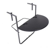 Balkontisch, Klapptisch, Rattan-Optik 83 x 36 x 39,5cm Schwarz, Gartentisch