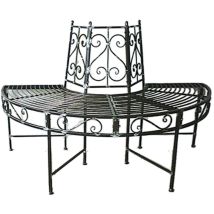 Baumbank-Halbkreis Sitz Gartenbank Pulverbeschichtet Rost-Optik 124 x 63 x 82cm Anthrazit, Sitzbank, Gartensitzbank, runde Bank, wetterfest,