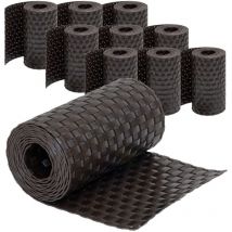 Sichtschutzstreifen Rattan Optik - 250 x 19cm, 10 Stück (25m), Dunkelbraun