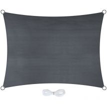 Sonnensegel Rechteckig - 2 x 4m, Grau - Jardinion