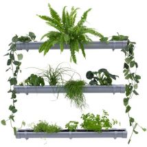 Grüne Pflanzenwand, Vertikaler Garten 3 x 1m, Platzsparende Gartengestaltung, Pflanzenregal für Innen und Außen - Grau