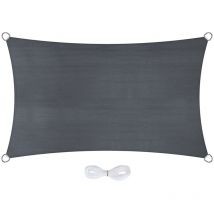 Jardinion - Voile d'ombrage rectangulaire - 2 x 5m, Gris