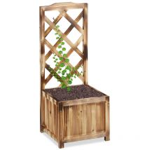 Relaxdays Jardinière avec treillis espalier Tuteur plantes grimpantes bac à fleurs en bois vigne lierre rose 20L, 90 cm