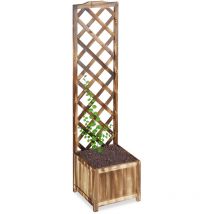 Relaxdays - Jardinière avec treillis espalier Tuteur plantes grimpantes bac à fleurs en bois vigne lierre rose 25L, 147 cm
