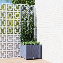 Maison Chic - Jardinière Bac a Fleur avec treillis Gris foncé 40x40x136 cm pp 85308