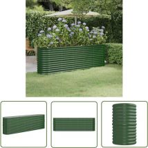 Doc&et² - The Living Store Lit surélevé de jardin Acier enduit de poudre 224x40x68 cm Vert - Jardiniere Surélevée - Bac à Fleurs - Plante Exterieur