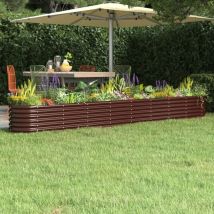 Maison Chic - Jardinière de jardin Bac a Fleur Acier enduit de poudre 332x40x36 cm Marron 91444