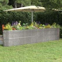 Maison Chic - Jardinière de jardin Bac a Fleur Acier enduit de poudre 332x40x68cm Argenté 86979