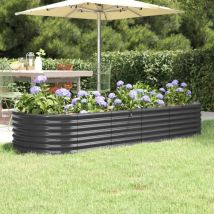 Maison Chic - Jardinière de jardin Bac a Fleur Acier enduit poudre 224x80x36cm Anthracite 58076