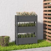 Bonnevie - Jardinière de jardin - Balconnière à fleurs Gris 77x25x104,5 cm Bois massif de pin BV735289
