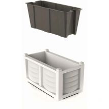 Frankystar - Jardinière en polyéthylène avec un design effet bois et une finition 3D. Bac à plantes d'extérieur 80x40x34h cm